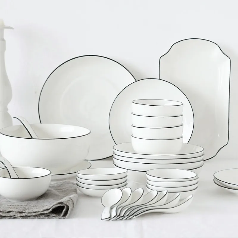 white optional wholesale European style porcelain ceramic dinner dish set tableware