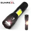 Sunreal T6 18650 Rechargeable Battery Strong Working LED With Side Light Tactical Led COB Flashlight