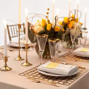 Image of Wedding table decoration Gold Deco Square Metal Pattern Placemat