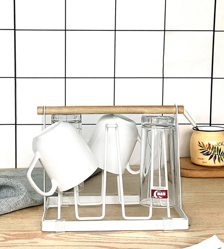 New Iron Metal Craft Japanese Upside-down Cup Drain Rack Glass Hanger Shelf Container Cup Drying Holder Kitchen Accessories