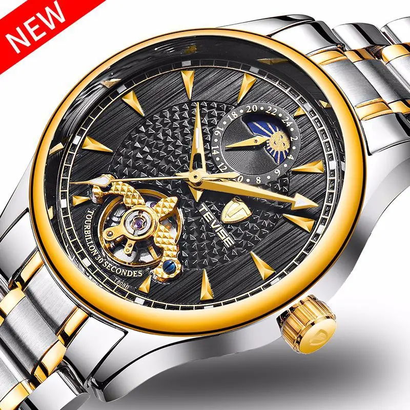 2018 TEVISE new watch Tourbillon luminous waterproof automatic mechanical watches men's watch