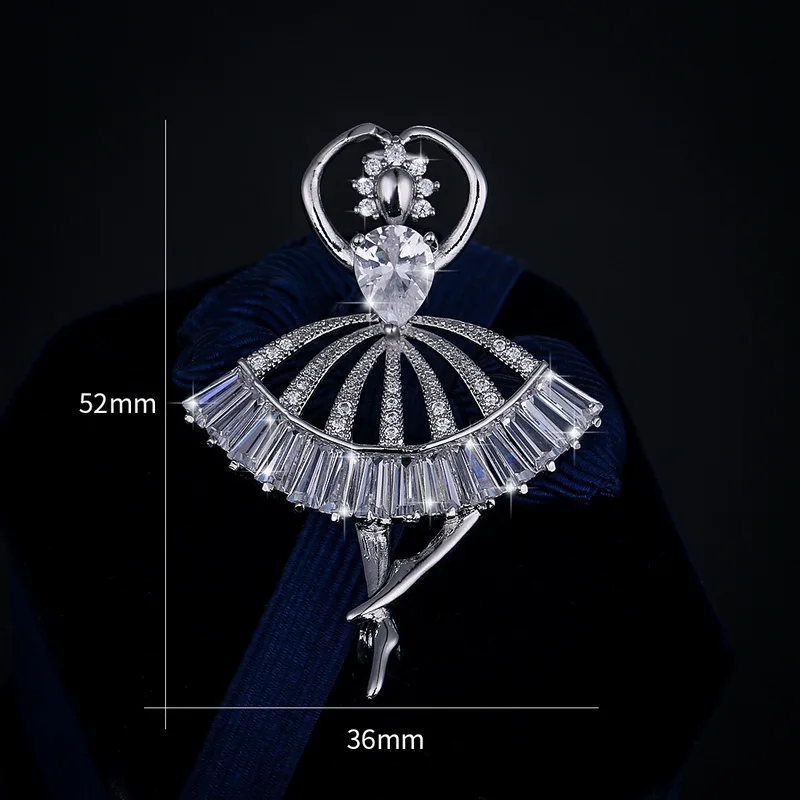 批发清除白色 cz 定制跳舞女孩胸针