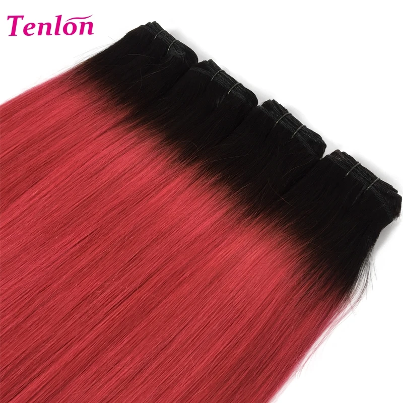 
two tone dark roots ombre colored 100% human hair weave extensions 