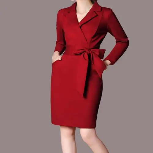 

New Polyester & Cotton Waist & Plus Size Women Business Dress Suit slimming & different size for choice patchwork Solid 225289