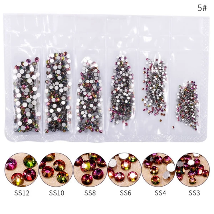 

HOT Factory Direct Sales Shiny 1440pcs Crystal AB Flatback Nail Art Crystal Rhinestones, 5 colors