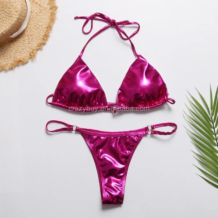 The New Fashional Shining Reflective Halter Top Bikini Buy Shining