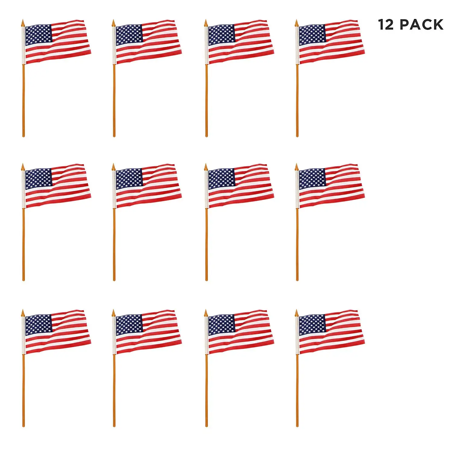 Made in the USA! Box of 12 Gadsden Historical Flag 4x6 Miniature Desk & Table Flags Includes 12 Flag Stands & 12 DONT TREAD ON ME Small Mini Stick Flags 