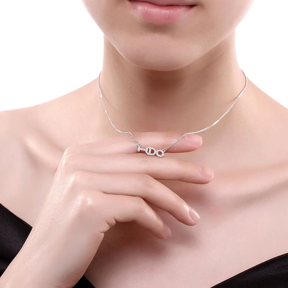 Stylish Letter Jewelry Zircon Silver 925 O-Chain Necklace With Collana