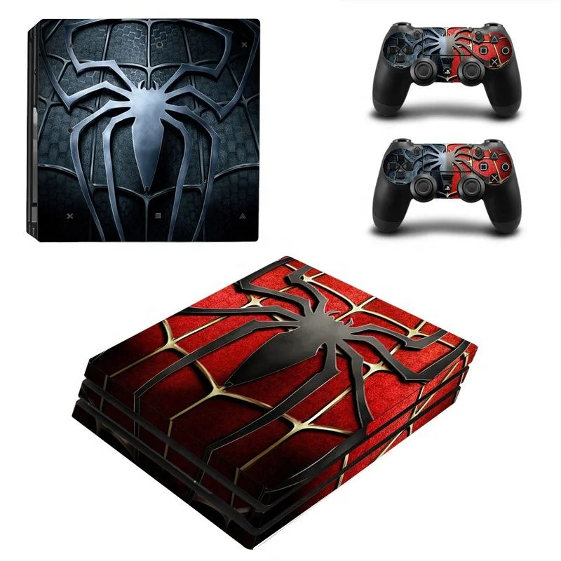 

TECTINTER Spiderman Design Skin Sticker For Sony Playstation 4 Pro Console & 2PCS Controller Skin Decal For PS4 Pro Game Console, As your requirement.