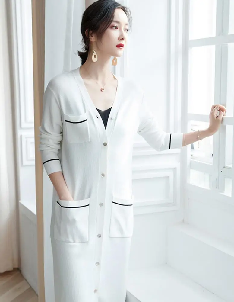 

2019 New Design Knit Cardigan Spring Summer Thin Coat Pockets Women Sweater Cardigans