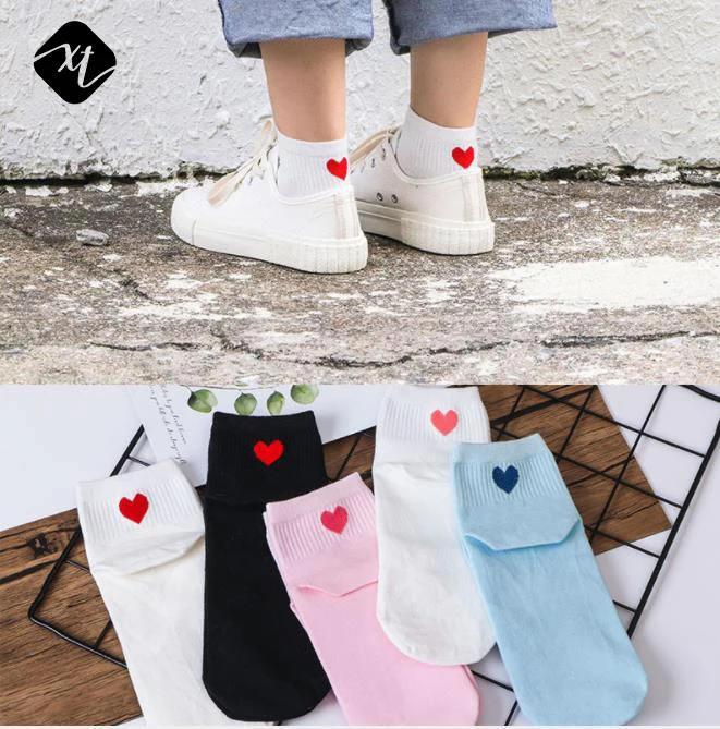 

low cut ankle cotton jacquard women ladies girls step love sweet candy heart socks