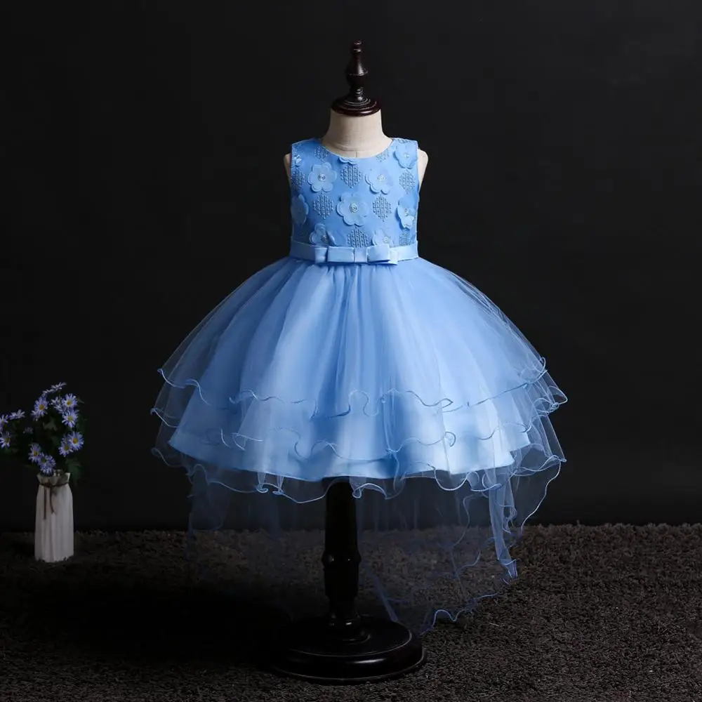 European Style Blue Cinderella Dresses Bridesmaid Flower Girl Dresses Children dress pattern design for 8 years old party