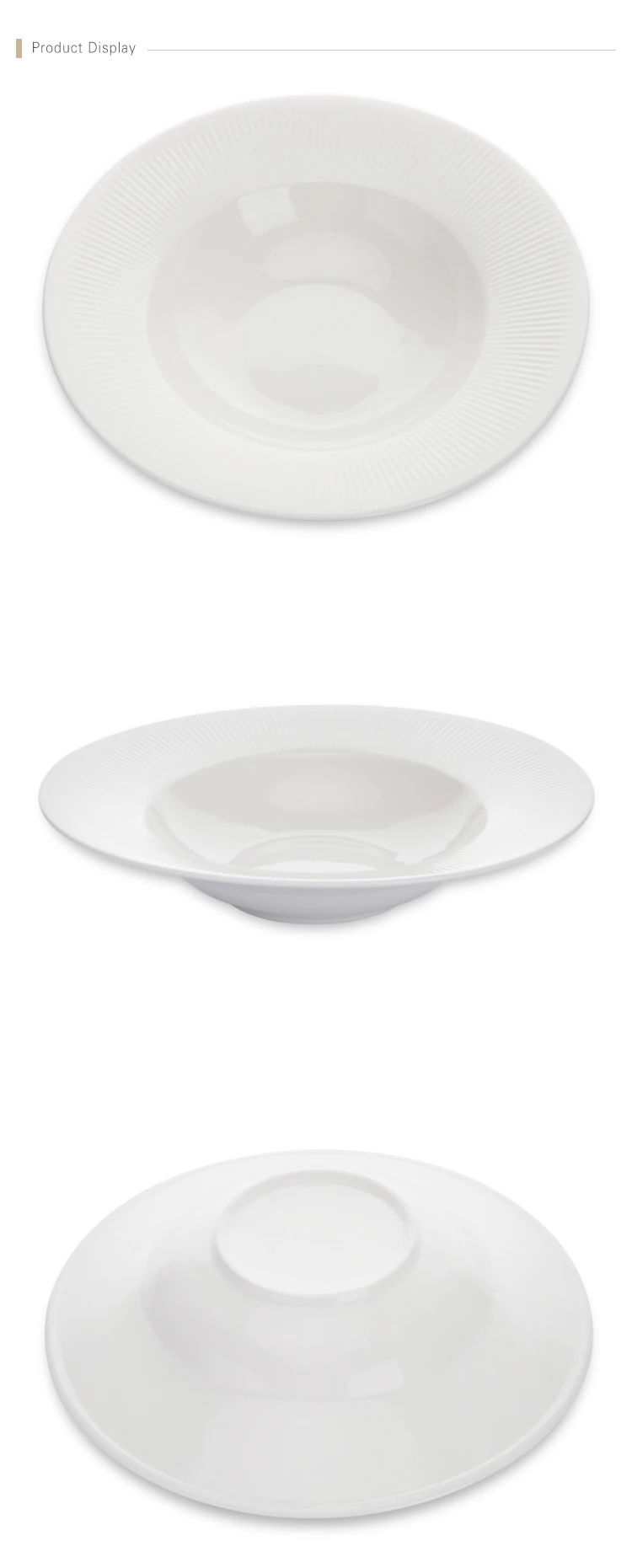Eco Friendly Productos Innovadores Lifestyle porcelain Industrielle Poterie Vaisselle, China Porcelain Wide Rimmed Pasta Plate^