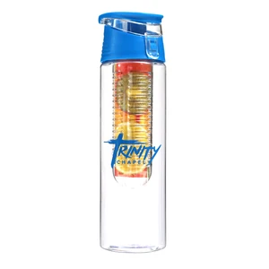 Refillable water bottles plastic fruit infusion 700ML with top lid bottle 100% BPA free
