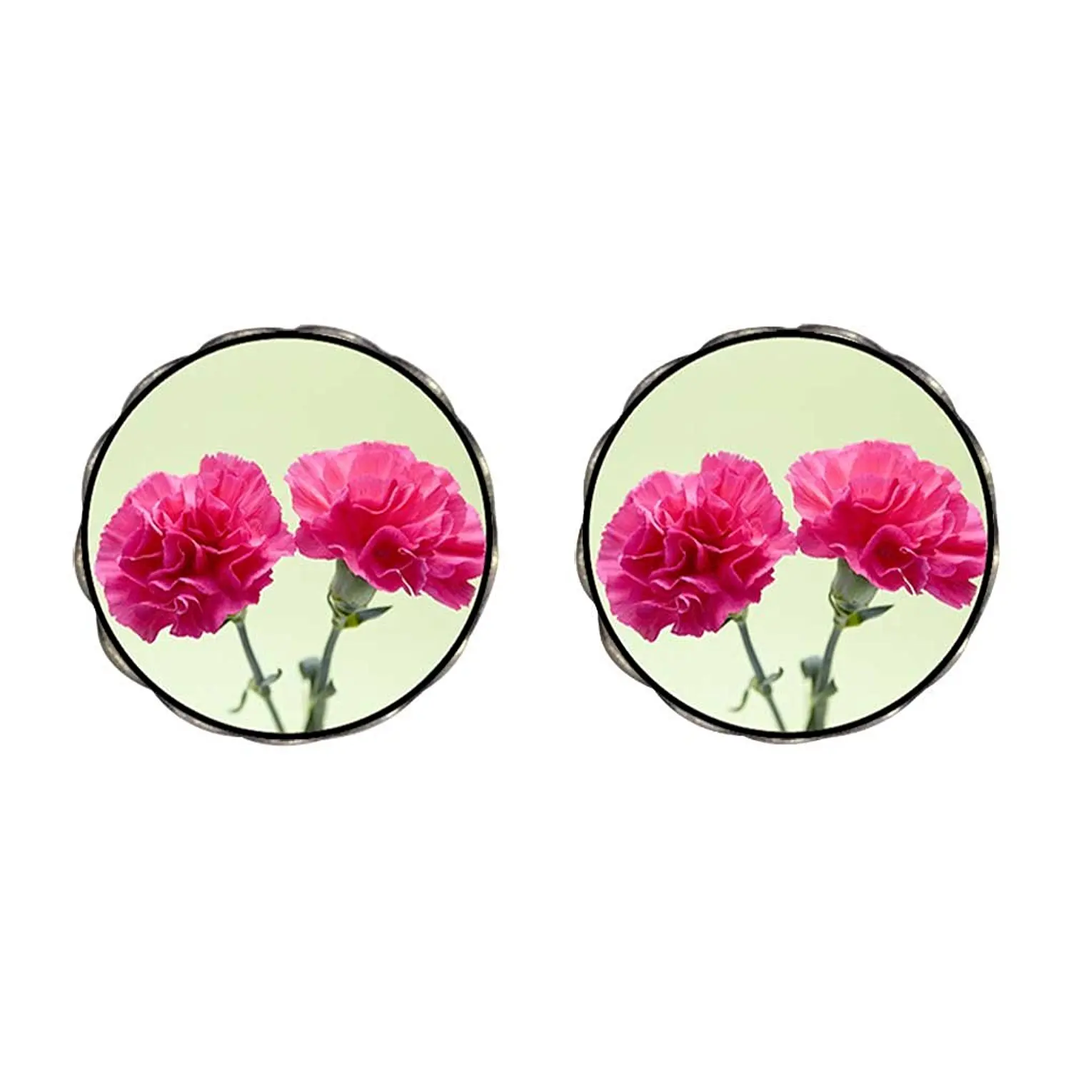 GiftJewelryShop Bronze Retro Style Snowflake Photo Flower Stud Earrings 14mm Diameter