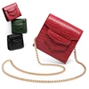 Fashion mini lady handbag embossed lizard leather chain crossbody bag square women shoulder bag