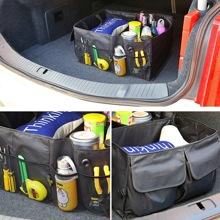 Factory in stock two large compartments collapsible storage container foldable car trunk organizer bag