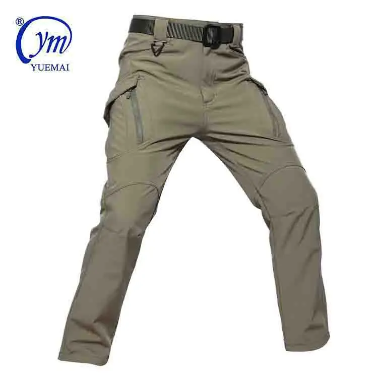 Men SoftShell Waterproof Tactical Cargo Pants Military Outdoor Camouflage Trousers