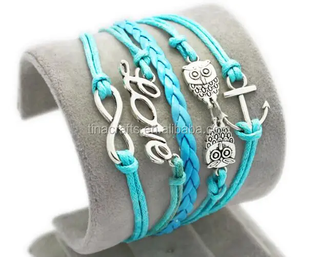 

8 pattern and love leather Wrist Bracelet