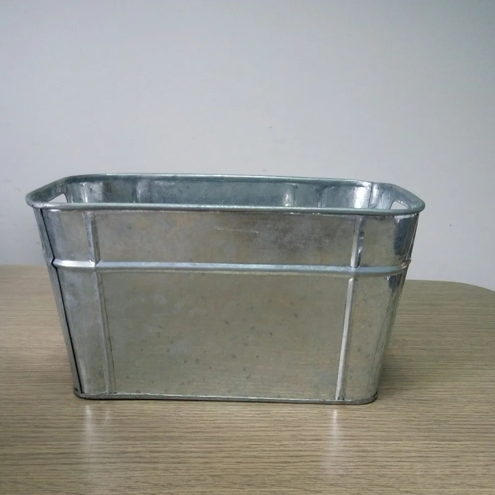 Rectangular Galvanized Metal Ice Bucket 