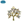 Raw brass zircon life tree designs small pendant