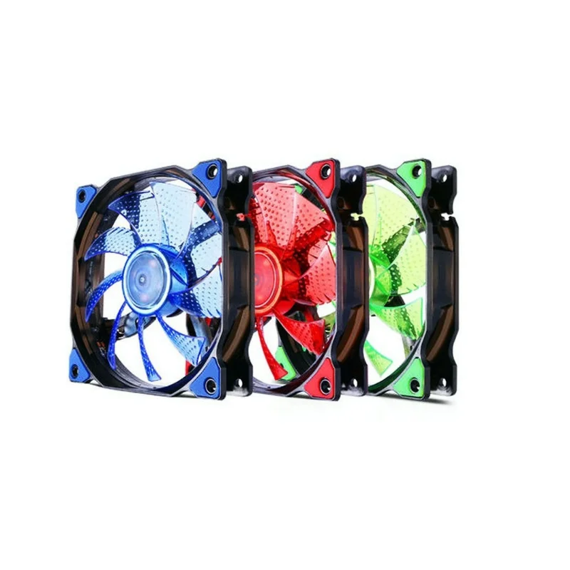 

12cm Computer cooler Luminous be quiet Cooling DC 12V 3/4pin 120mm 15 LED lights PC case fan, White/red/green/blue