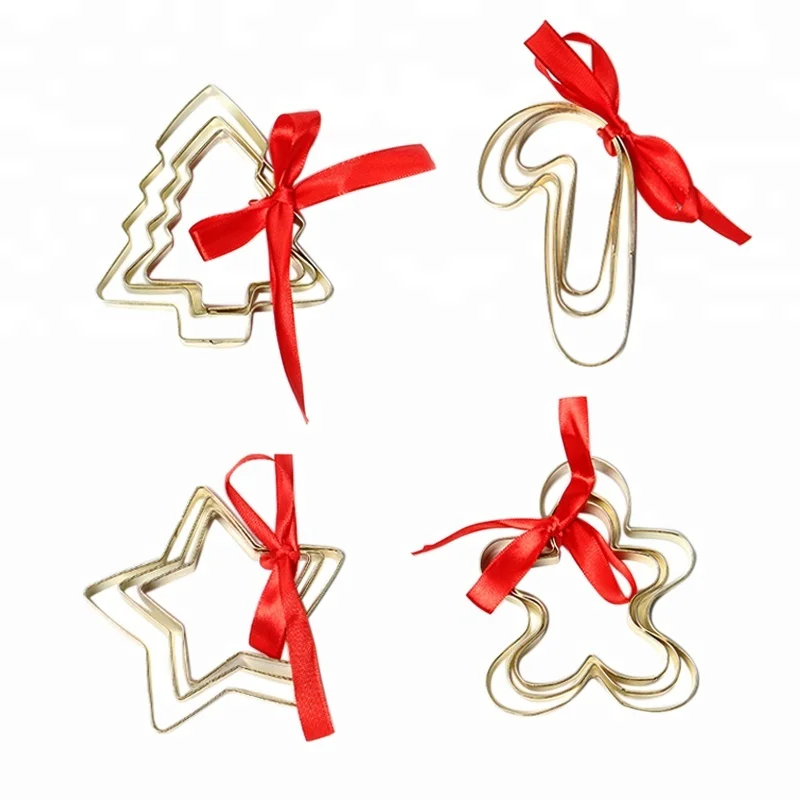 

3 pcs Christmas golden plating cookie cutter set, Coated