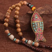 

fashion evade SEA fish RESIN INSERT ethnic vintage necklace Nepal jewelry