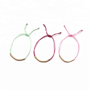 ZooYing New Friendship Thread Bracelet with Thin Row of Small Gold Beads String Bracelet
