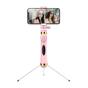 Mini Foldable Metal Tripod Selfie Stick Bluetooth Remote & Mirror
