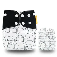 

Happy flute 4 pack baby Cloth Diaper New print reusable one Washable Reusable cloth diaper Breathable baby Cloth diaper factory