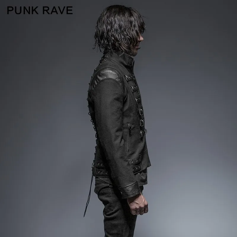 Tachonado Rave Guapo Tipo De Hombre Abrigo Y 637 Punk Corto Abrigo qvEI06Hwx