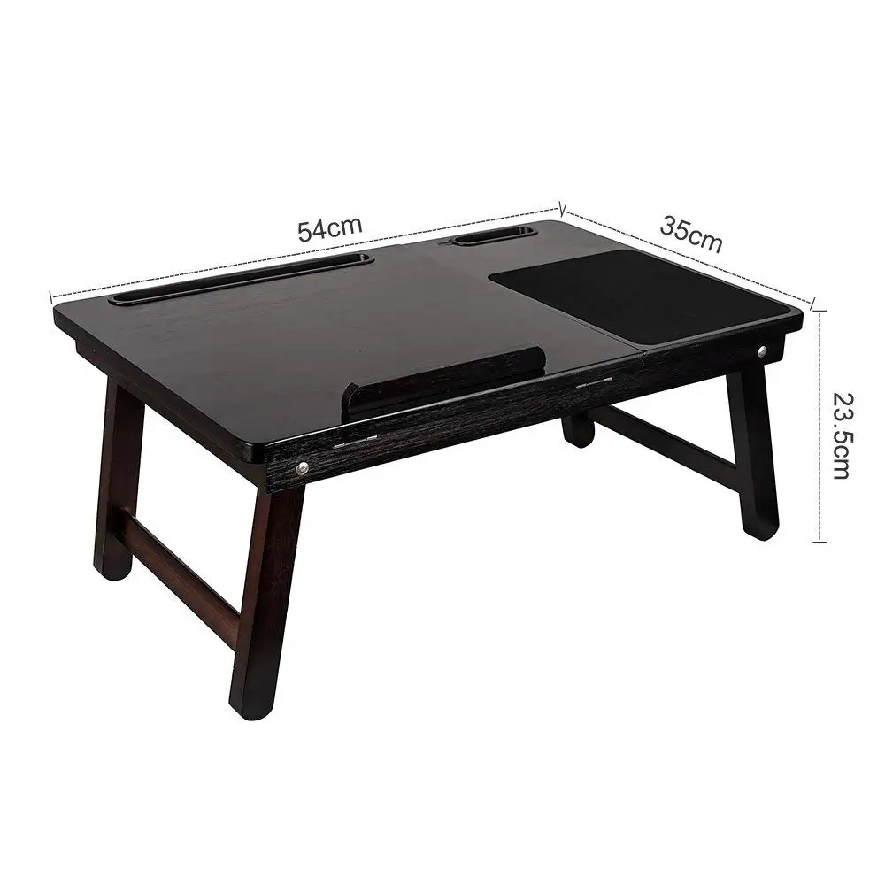 Bamboo Laptop Stand Table Folding Desk Adjustable Height Lap Desk