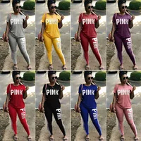 

Women's Letter Printed Short Sleeve Crop Tops trousers fashion tracksuit sports jumpsuit bodycon jogging