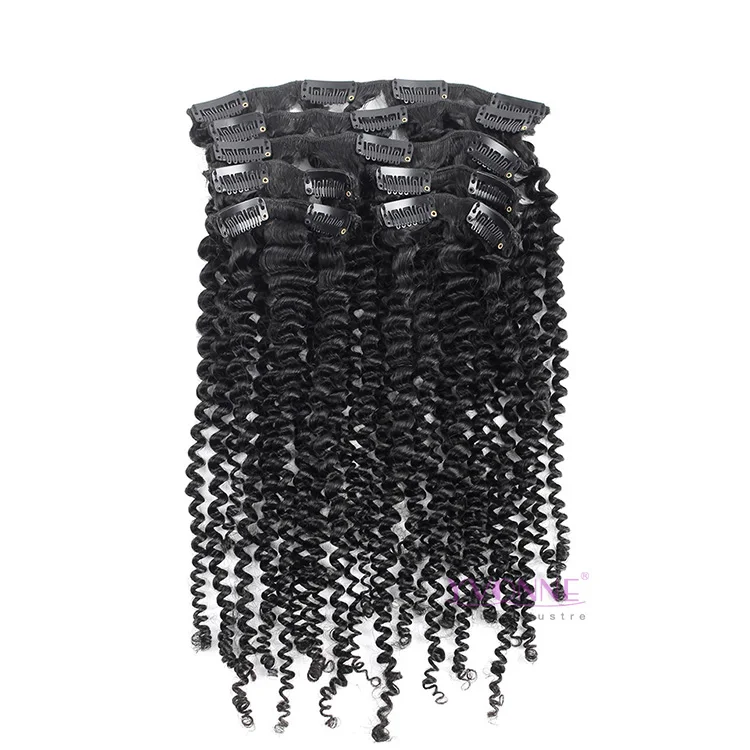 

Clip in human hair, kinky curly clip in hair extensions for black women, Natural color