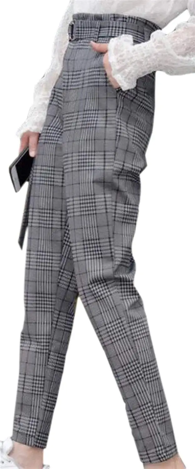 grey checkered pants womens