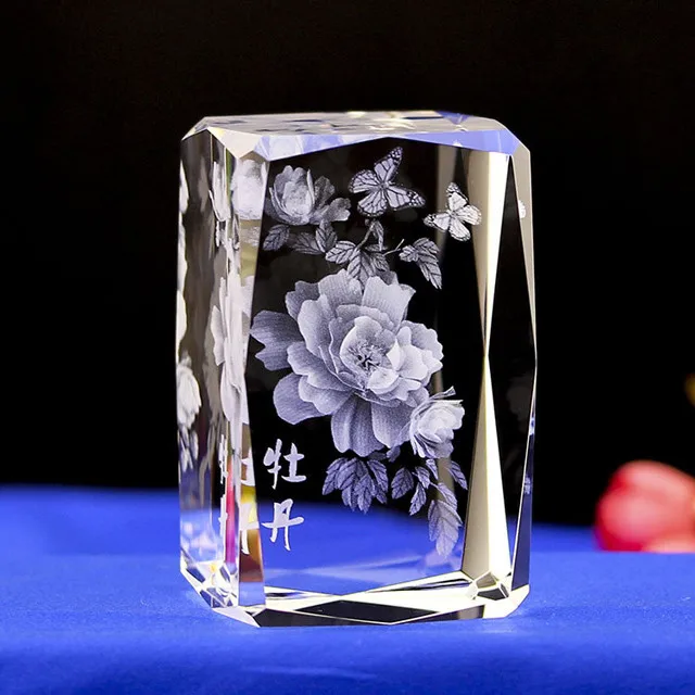 3d Laser Etched Crystal Cube Rose Flower For Wedding T Buy 3d Laser Flower Crystal Cube3d 