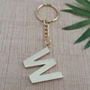 Gold plated brass alphabet mirror organizer clip lover calendar alloy letter v n f b r h keychain