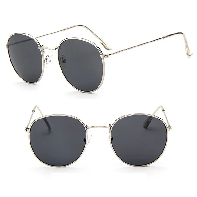 DLL3447 Fashion Sun glasses Vintage Mirror Lens Round Oculos Sunglasses