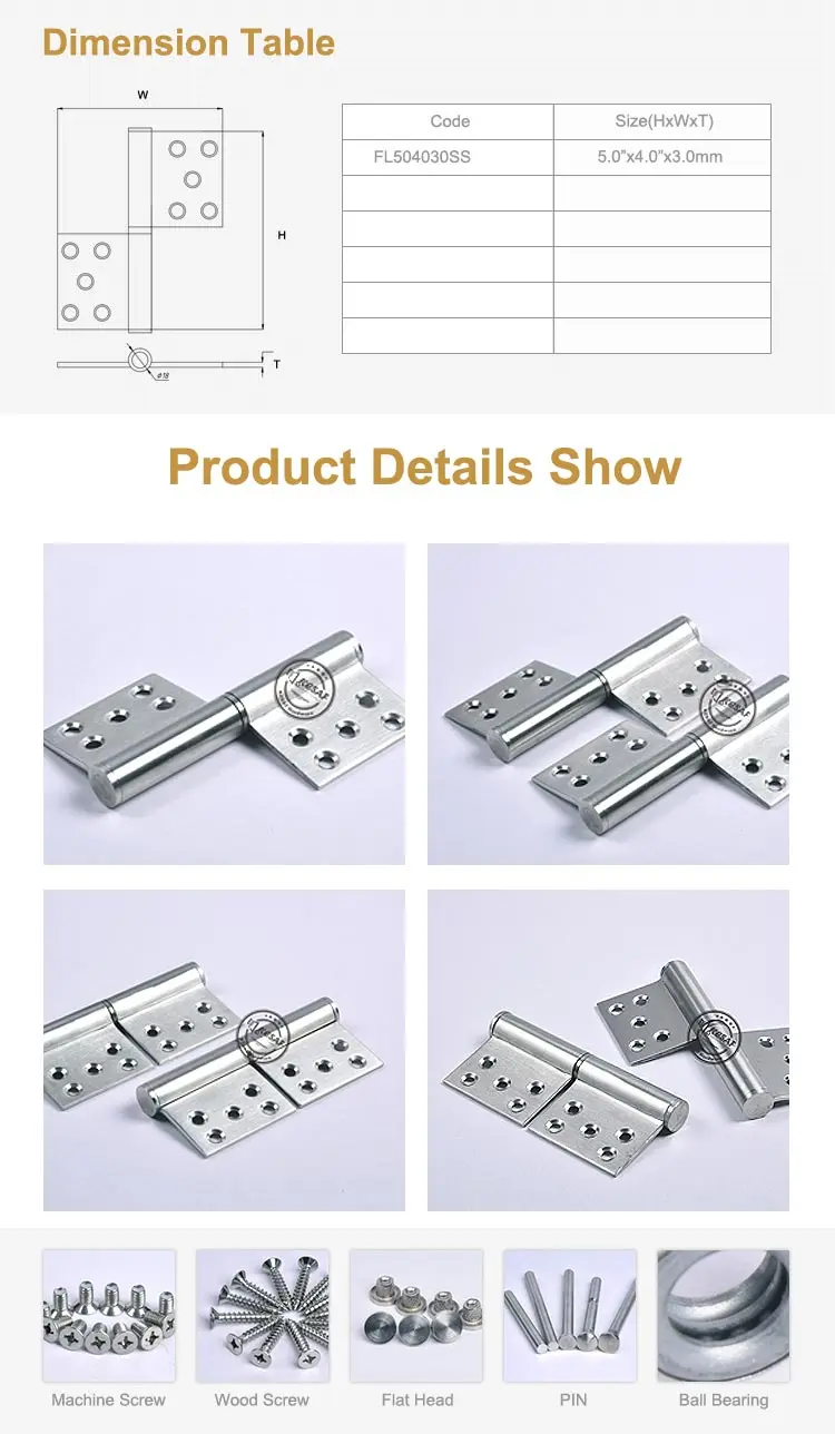 Heavy Duty Stainless Steel Lift Off Detachable Door Hinges For Metal