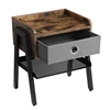 VASAGLE Living Room Bedroom Vintage Industrial Nightstand Table with Removable Fabric Drawer