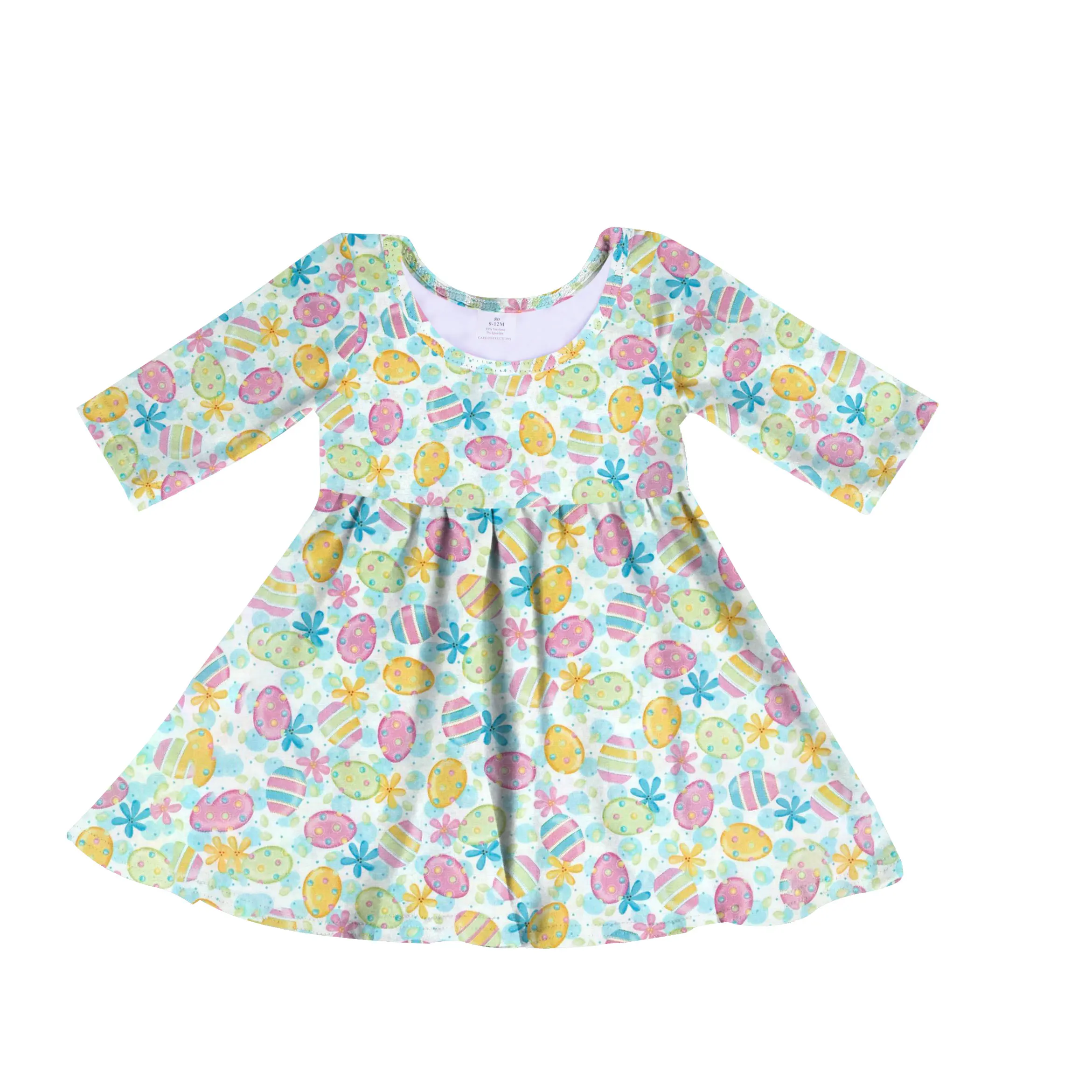 

High quality cute baby print Easter children's girls short sleeves baby party dress, Picture