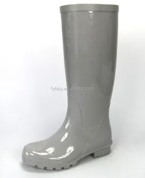 Grey Knee High Rain Boots Clear Top 