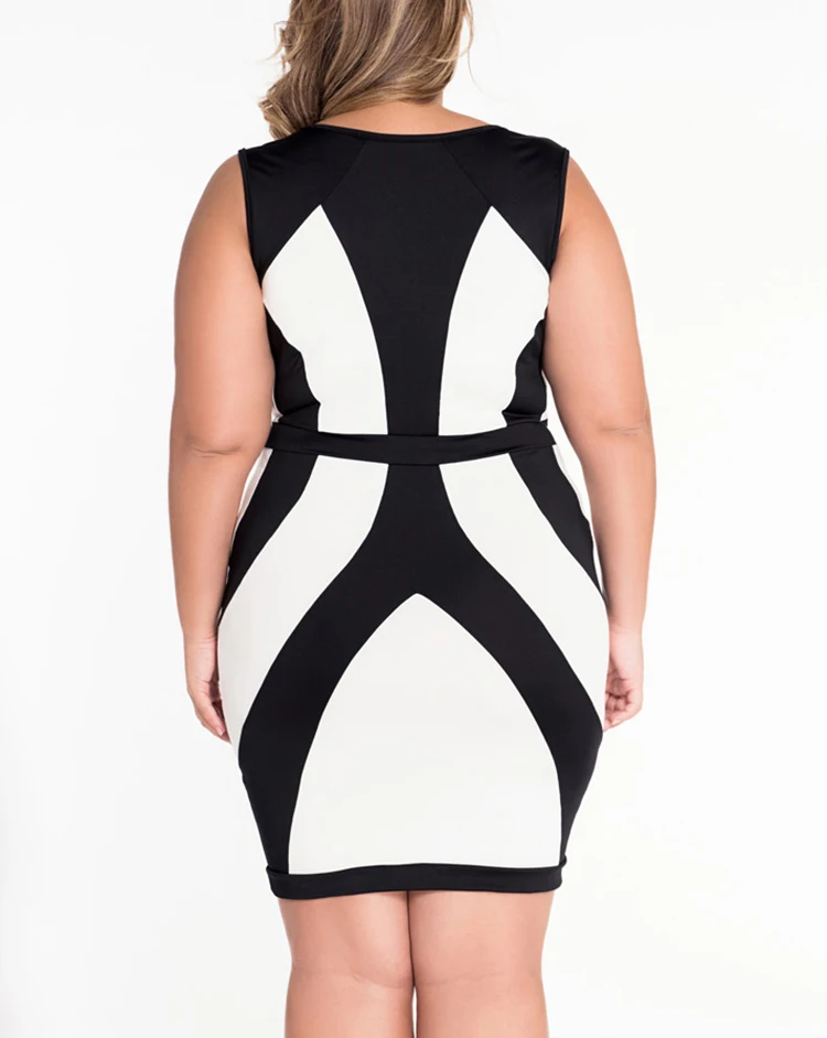 black and white plus size dress