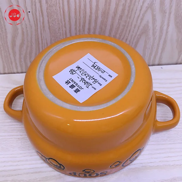 Creative color glazed embossed ceramic soup bowl hot sale