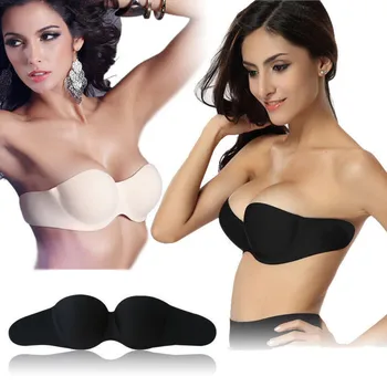 self adhesive strapless push up bra