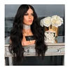 Hot style in amazon Human Front lace wig with long curly hair black fluffy big wave chemical fiber hair bundle