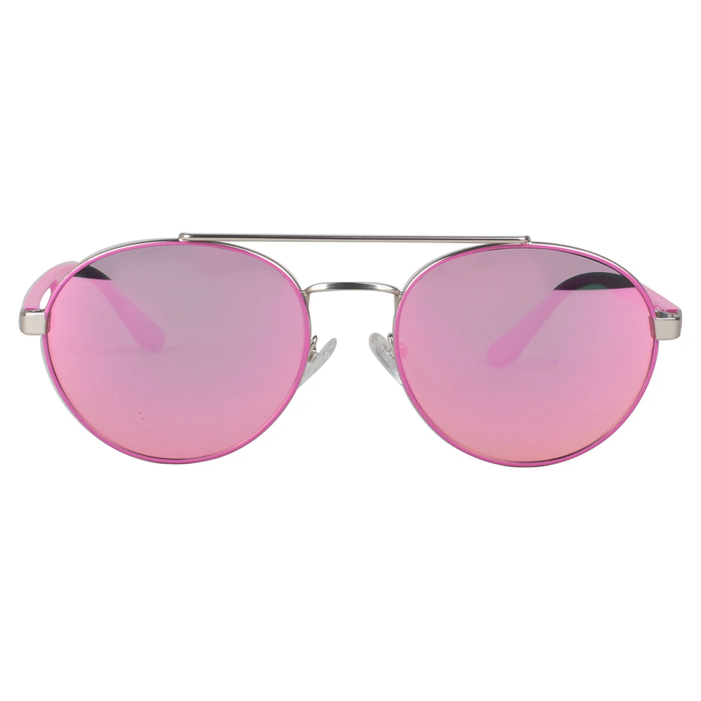 

Metal oversized double bridge pink retro unisex sunglasses polarized