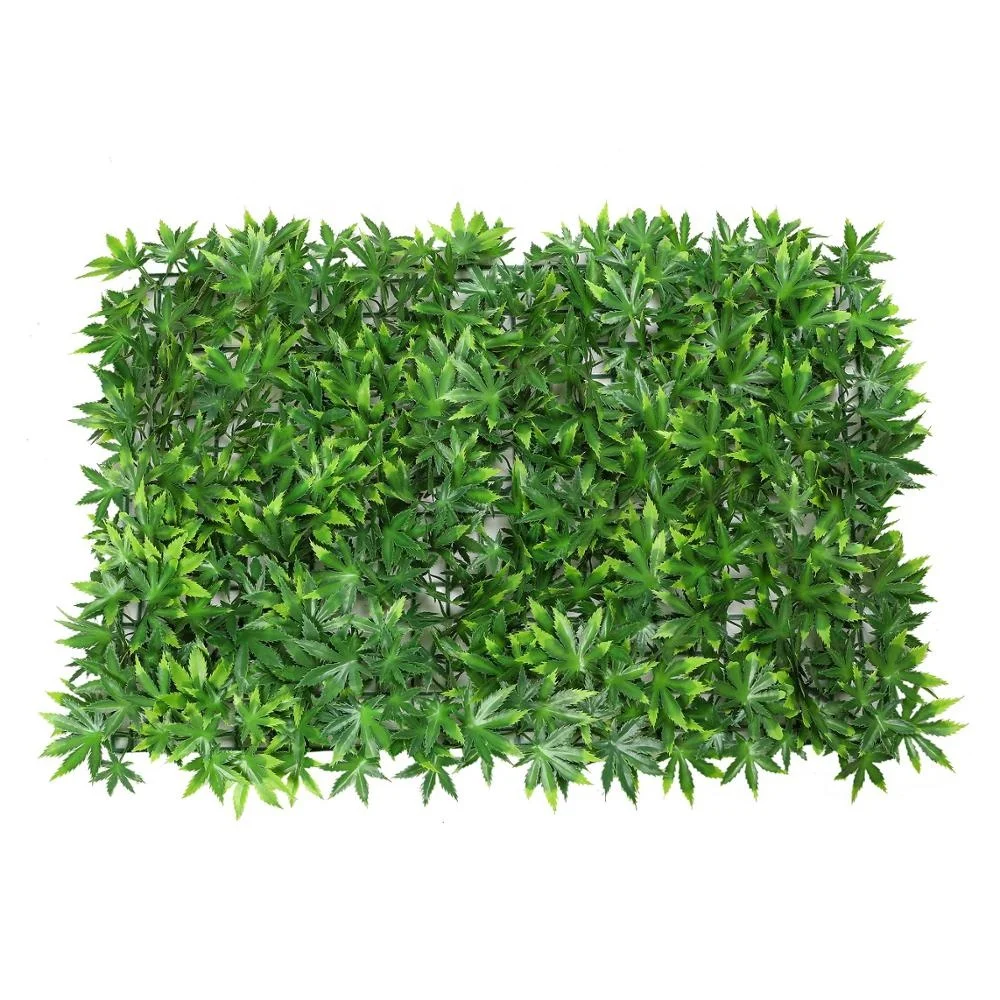 

popular selling artificial grass wall artificial maple leaf with artificial flowers, 2 colors