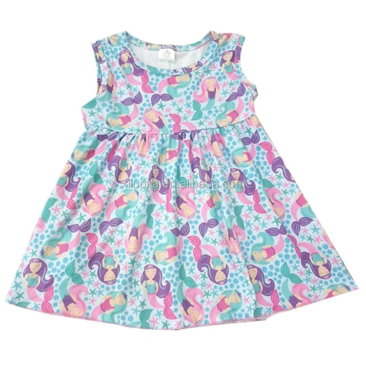 

Adorable Boutique Dress 2019 Custom Kids Summer Spring Children Girl Mermaid Pattern Dress, Picture